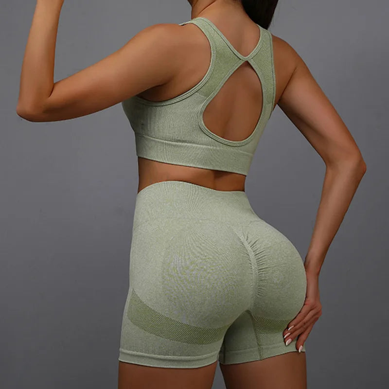 Yoga Women's Fitness Suit Shorts Workout Set